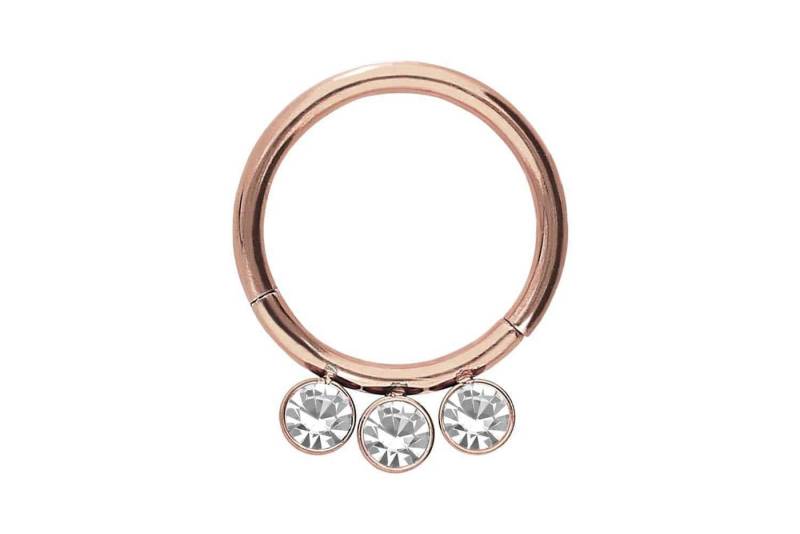 PIERCINGLINE Piercing-Set Chirurgenstahl Segmentring Clicker 3 KRISTALLE (Clicker / 1 Stk) von PIERCINGLINE