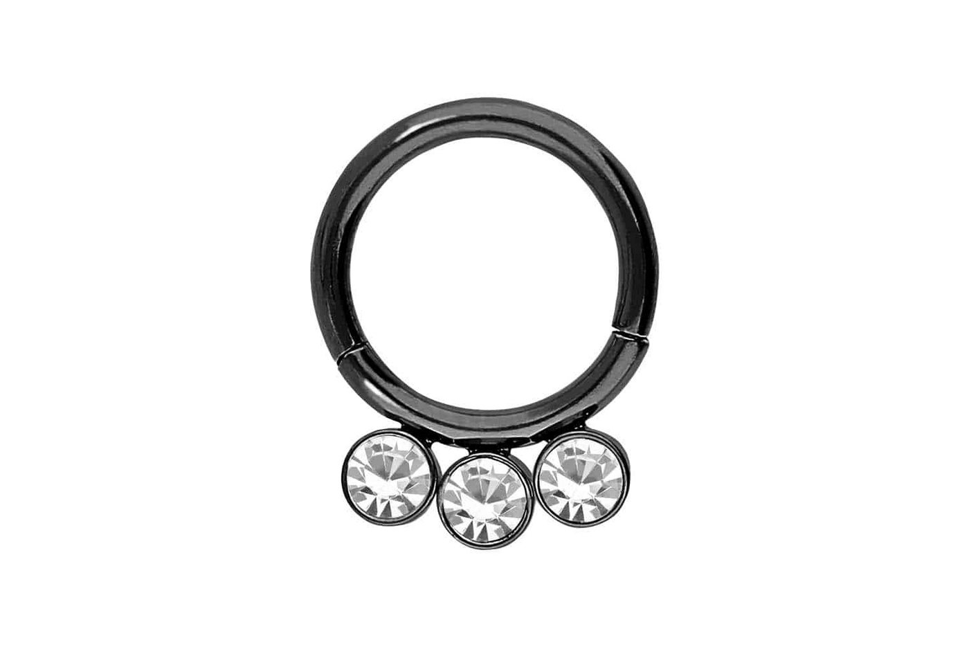 PIERCINGLINE Piercing-Set Chirurgenstahl Segmentring Clicker 3 KRISTALLE (Clicker / 1 Stk) von PIERCINGLINE