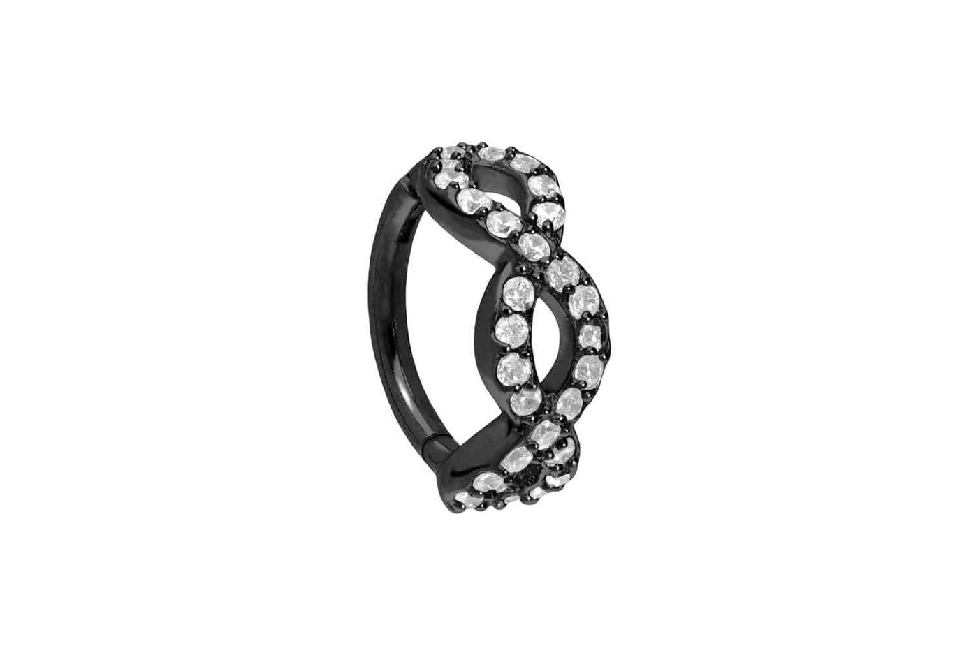 PIERCINGLINE Piercing-Set Chirurgenstahl Segmentring Clicker 3 KRISTALLOVALE (Clicker / 1 Stk) von PIERCINGLINE