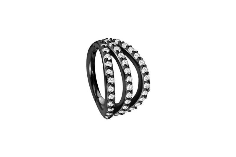 PIERCINGLINE Piercing-Set Chirurgenstahl Segmentring Clicker 3 RINGE + EINGEFASSTE KRISTALLE (Clicker / 1 Stk) von PIERCINGLINE