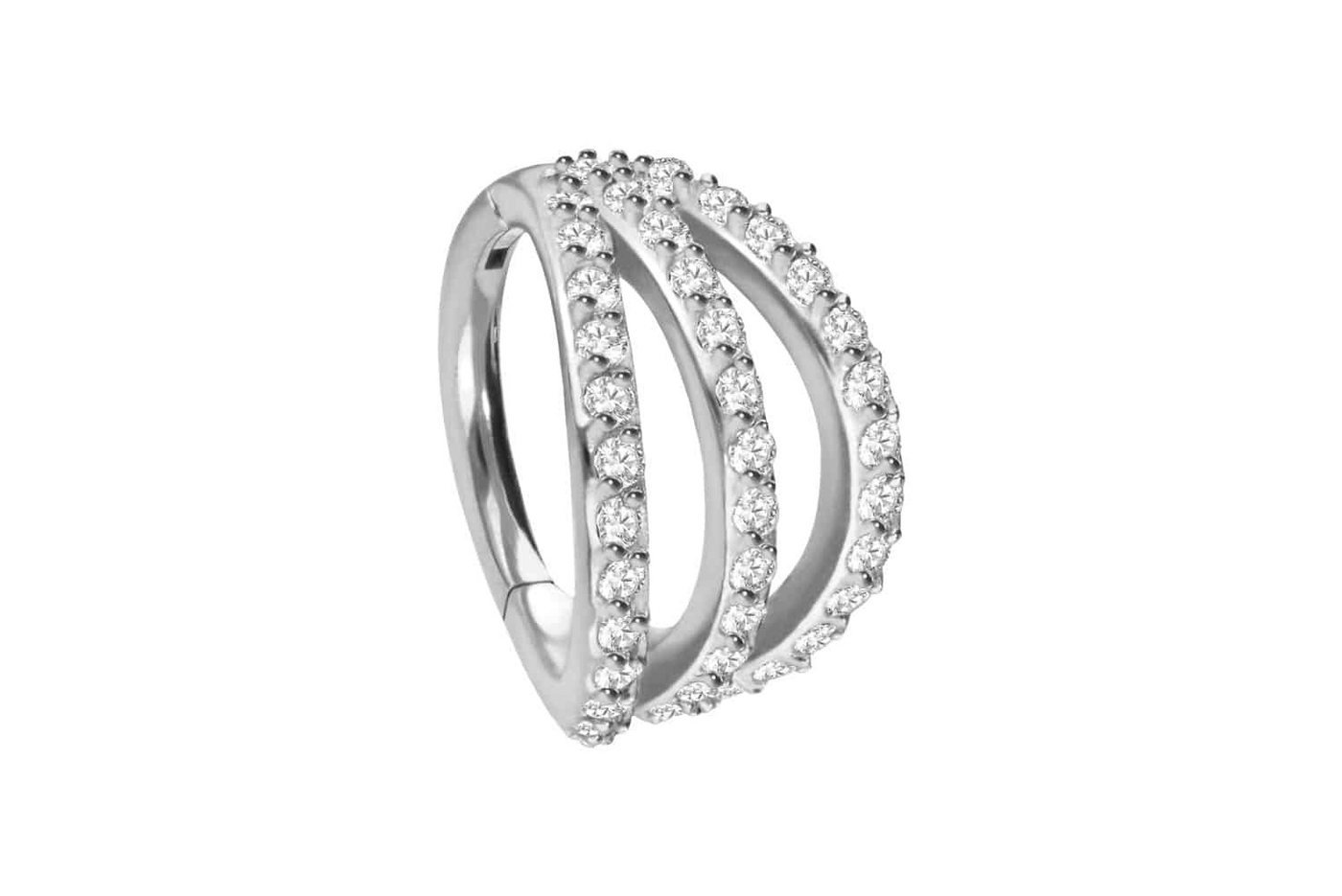 PIERCINGLINE Piercing-Set Chirurgenstahl Segmentring Clicker 3 RINGE + EINGEFASSTE KRISTALLE (Clicker / 1 Stk) von PIERCINGLINE