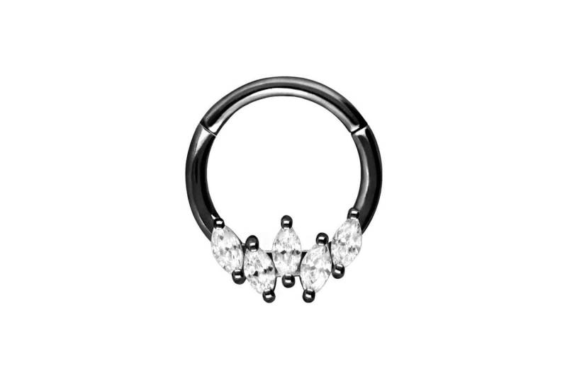 PIERCINGLINE Piercing-Set Chirurgenstahl Segmentring Clicker 5 EINGEFASSTE KRISTALLE (Clicker / 1 Stk) von PIERCINGLINE