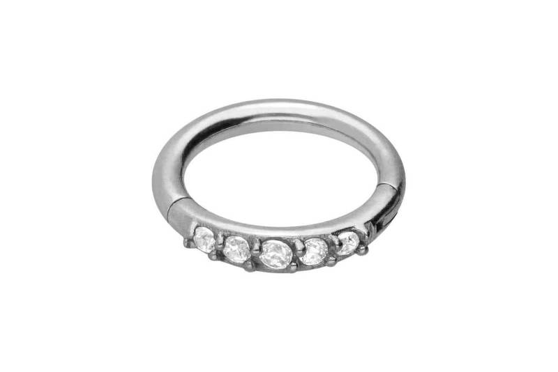 PIERCINGLINE Piercing-Set Chirurgenstahl Segmentring Clicker 5 EINGEFASSTE KRISTALLE (Clicker / 1 Stk) von PIERCINGLINE