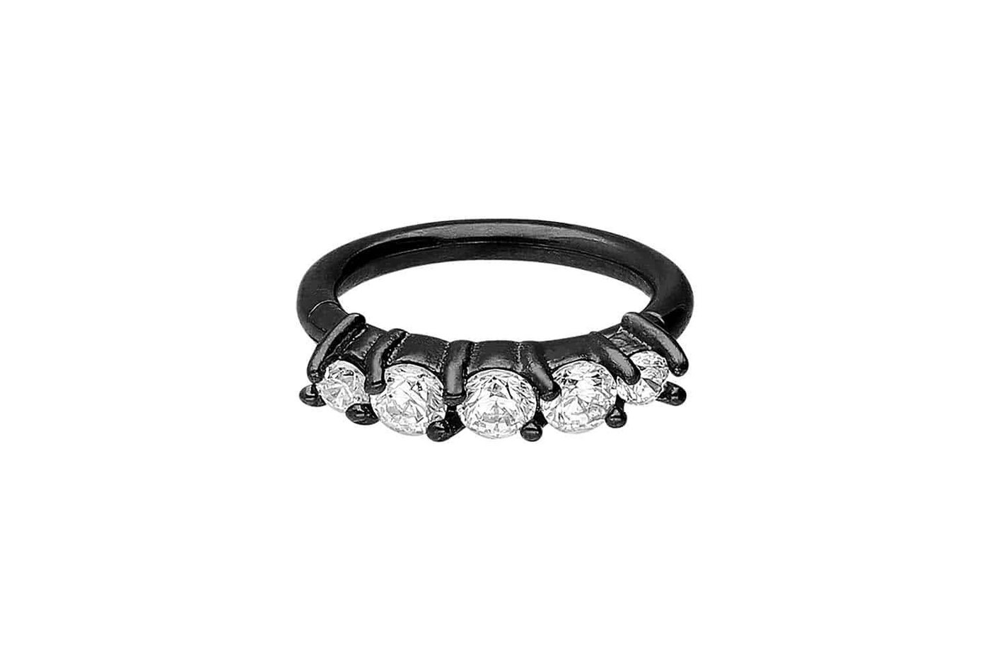 PIERCINGLINE Piercing-Set Chirurgenstahl Segmentring Clicker 5 KRISTALLE (Clicker / 1 Stk) von PIERCINGLINE