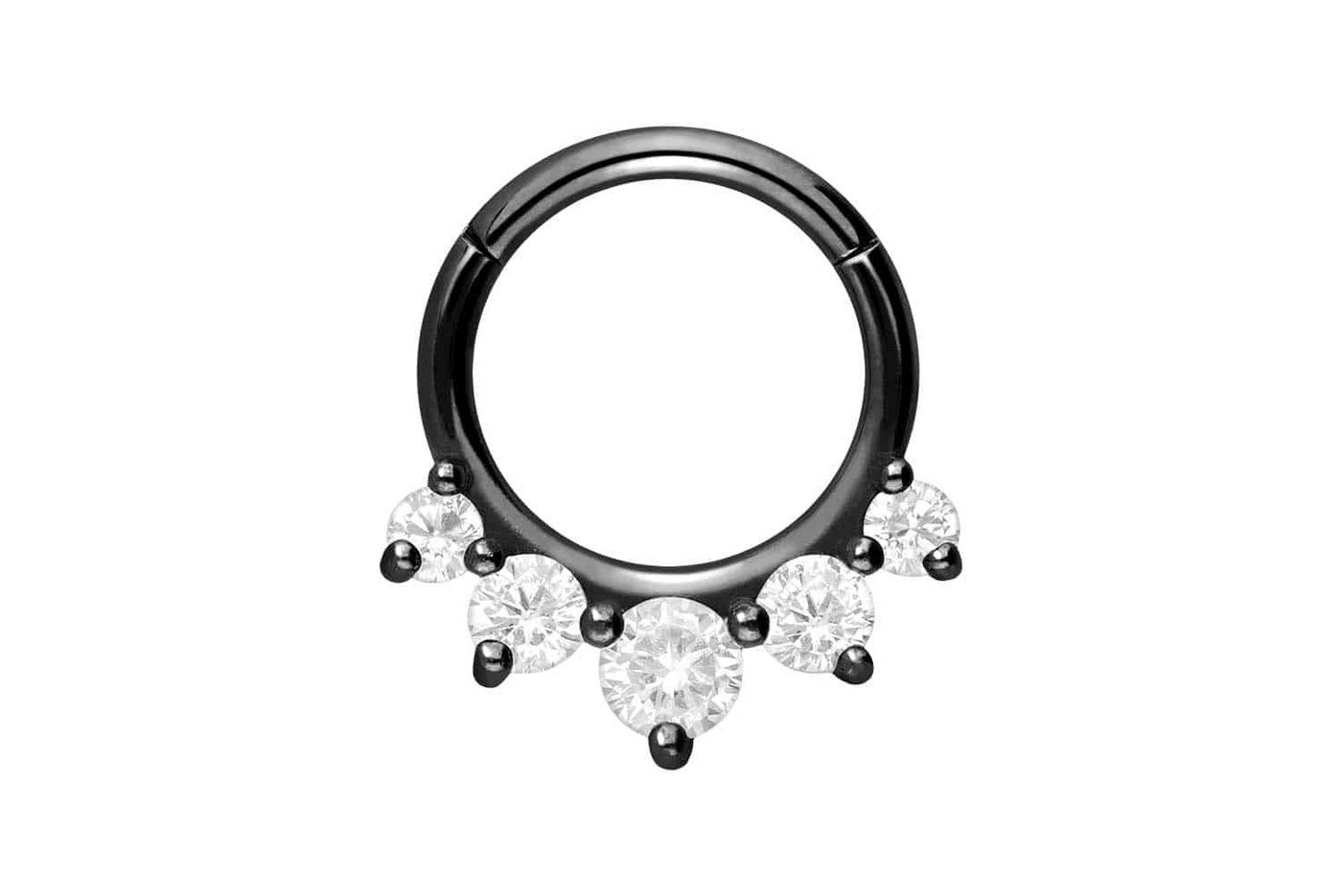 PIERCINGLINE Piercing-Set Chirurgenstahl Segmentring Clicker 5 KRISTALLE (Clicker / 1 Stk) von PIERCINGLINE