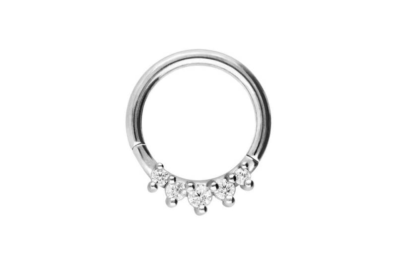 PIERCINGLINE Piercing-Set Chirurgenstahl Segmentring Clicker 5 KRISTALLE (Clicker / 1 Stk) von PIERCINGLINE