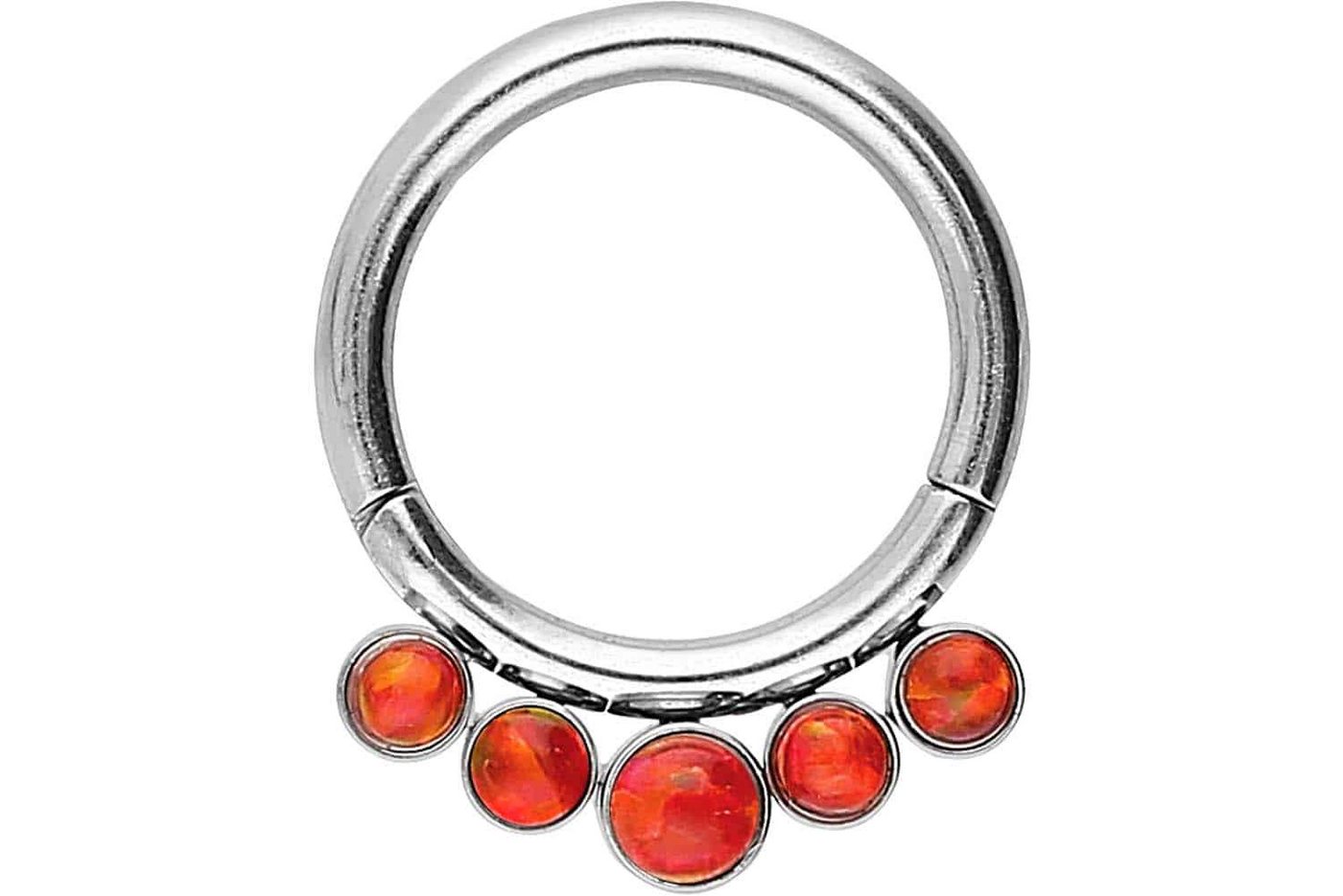 PIERCINGLINE Piercing-Set Chirurgenstahl Segmentring Clicker 5 SYNTHETISCHE OPALE (Clicker / 1 Stk) von PIERCINGLINE