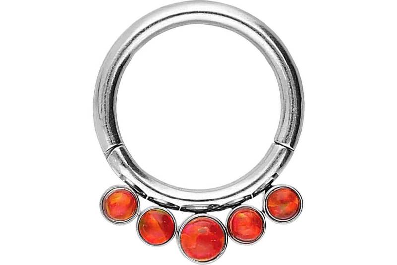 PIERCINGLINE Piercing-Set Chirurgenstahl Segmentring Clicker 5 SYNTHETISCHE OPALE (Clicker / 1 Stk) von PIERCINGLINE