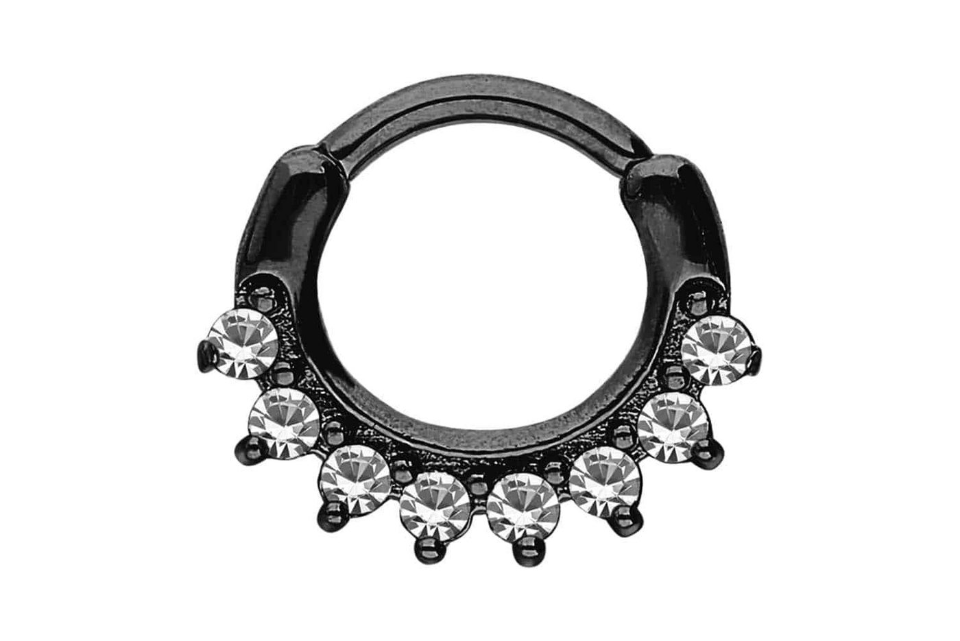 PIERCINGLINE Nasenpiercing Chirurgenstahl Segmentring Clicker 8 KRISTALLE Ohrpiercing Septum (Clicker, 1-tlg), Ohrpiercing für Conch, Helix, Tragus, Daith, Lobe von PIERCINGLINE