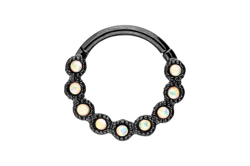 PIERCINGLINE Piercing-Set Chirurgenstahl Segmentring Clicker 9 SYNTHETISCHE OPALE (Clicker / 1 Stk) von PIERCINGLINE