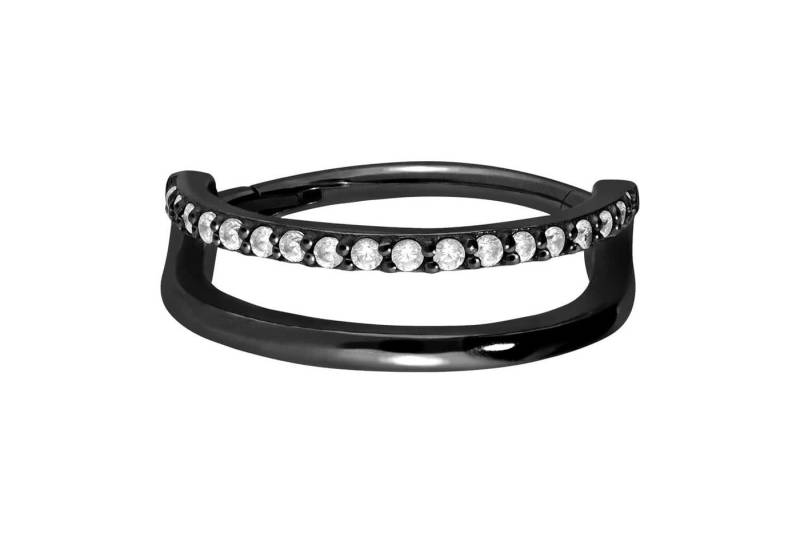 PIERCINGLINE Piercing-Set Chirurgenstahl Segmentring Clicker DOPPELRING + EINGEFASSTE KRISTALLE (Clicker / 1 Stk) von PIERCINGLINE