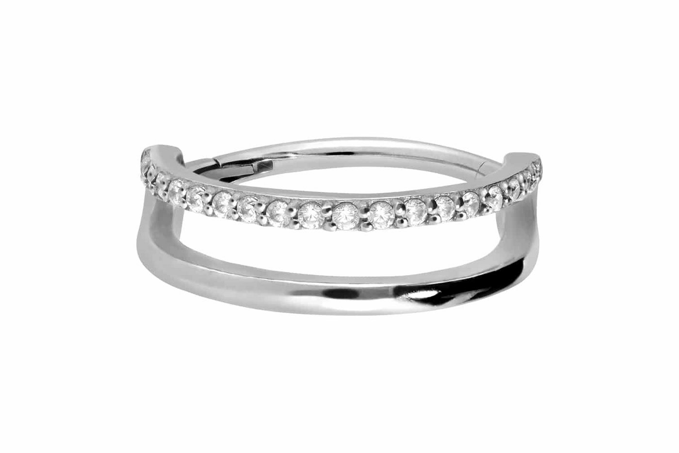PIERCINGLINE Piercing-Set Chirurgenstahl Segmentring Clicker DOPPELRING + EINGEFASSTE KRISTALLE (Clicker / 1 Stk) von PIERCINGLINE
