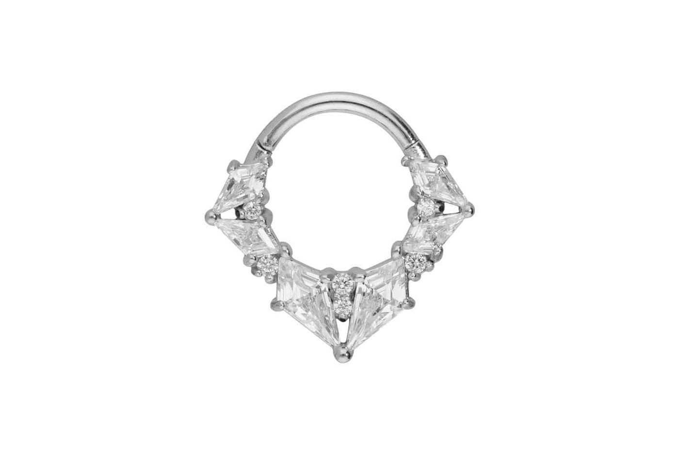 PIERCINGLINE Piercing-Set Chirurgenstahl Segmentring Clicker EINGEFASSTE KRISTALLE (Clicker / 1 Stk) von PIERCINGLINE