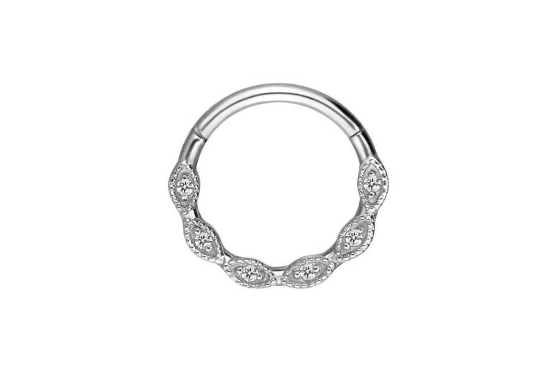 PIERCINGLINE Piercing-Set Chirurgenstahl Segmentring Clicker EINGEFASSTE KRISTALLE (Clicker / 1 Stk) von PIERCINGLINE