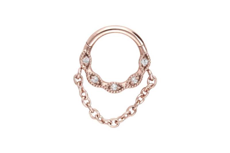 PIERCINGLINE Piercing-Set Chirurgenstahl Segmentring Clicker EINGEFASSTE KRISTALLE + KETTE (Clicker / 1 Stk) von PIERCINGLINE