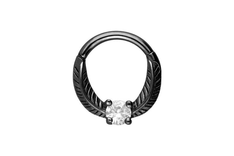 PIERCINGLINE Piercing-Set Chirurgenstahl Segmentring Clicker FLÜGEL + KRISTALL (Clicker / 1 Stk) von PIERCINGLINE
