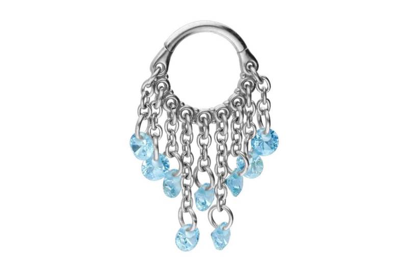 PIERCINGLINE Piercing-Set Chirurgenstahl Segmentring Clicker KETTENVORHANG + KRISTALLE (Clicker / 1 Stk) von PIERCINGLINE