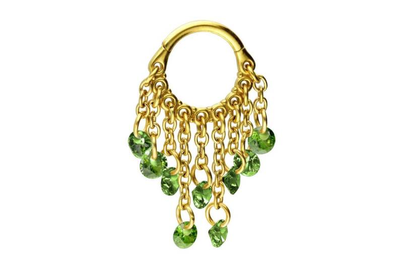 PIERCINGLINE Nasenpiercing Chirurgenstahl Segmentring Clicker KETTENVORHANG + KRISTALLE (Clicker / 1 Stk) von PIERCINGLINE