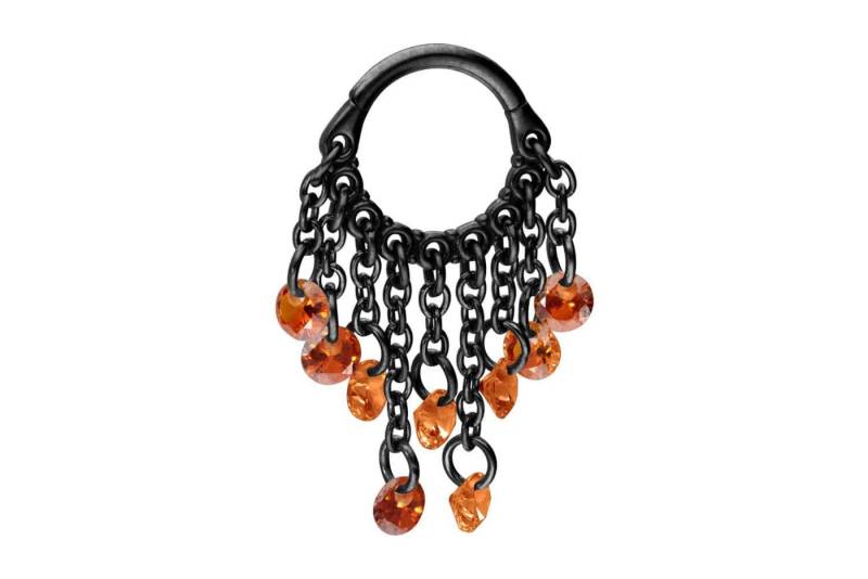 PIERCINGLINE Piercing-Set Chirurgenstahl Segmentring Clicker KETTENVORHANG + KRISTALLE (Clicker / 1 Stk) von PIERCINGLINE