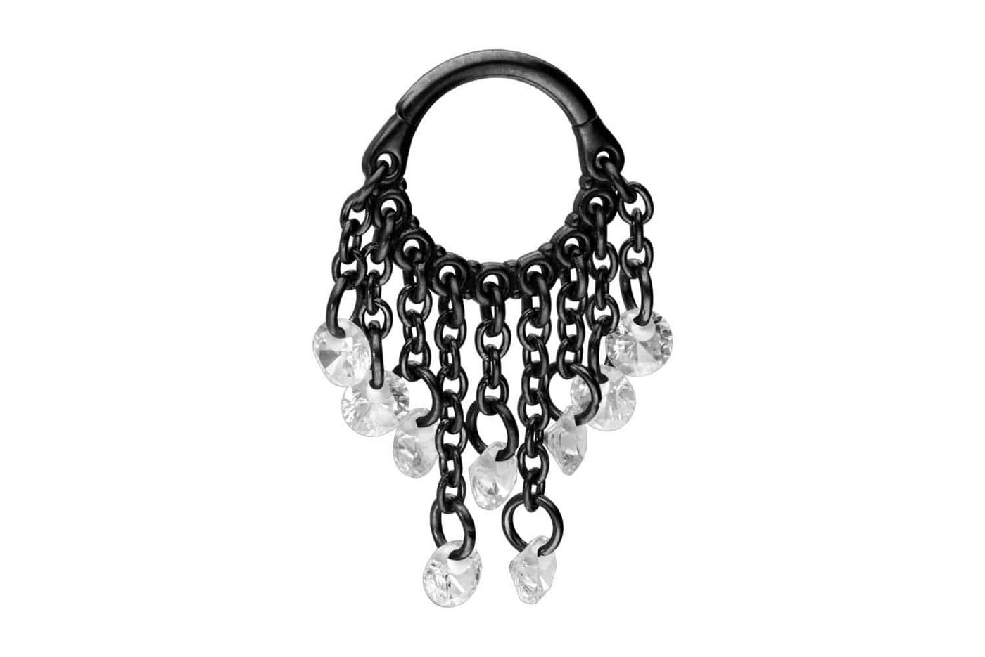 PIERCINGLINE Piercing-Set Chirurgenstahl Segmentring Clicker KETTENVORHANG + KRISTALLE (Clicker / 1 Stk) von PIERCINGLINE