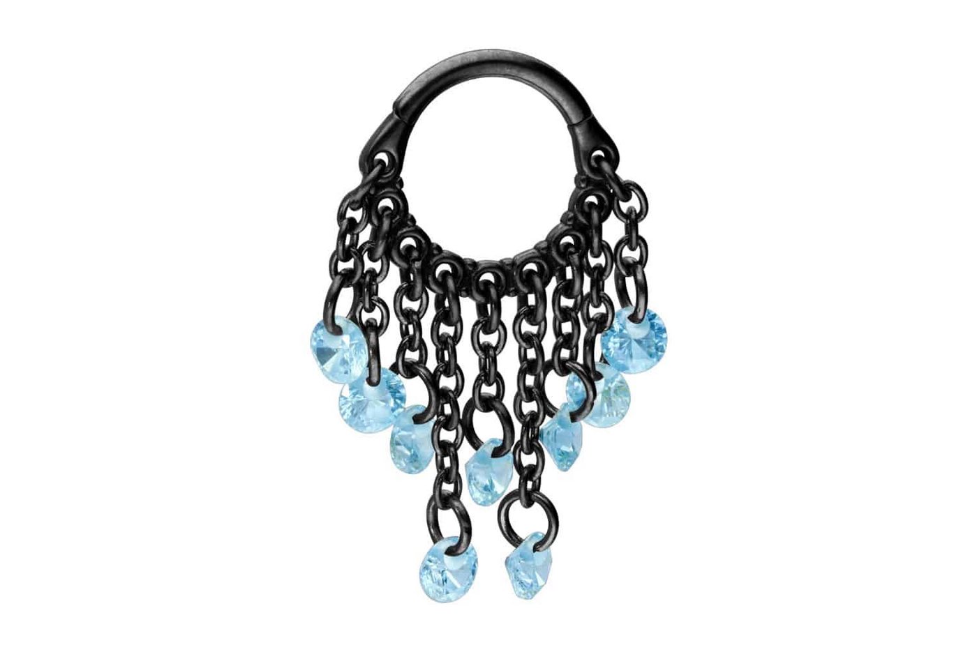 PIERCINGLINE Piercing-Set Chirurgenstahl Segmentring Clicker KETTENVORHANG + KRISTALLE (Clicker / 1 Stk) von PIERCINGLINE