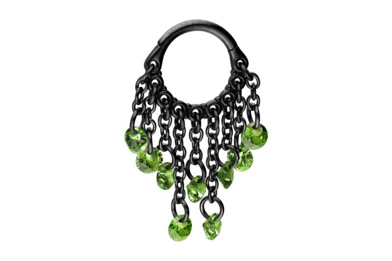 PIERCINGLINE Piercing-Set Chirurgenstahl Segmentring Clicker KETTENVORHANG + KRISTALLE (Clicker / 1 Stk) von PIERCINGLINE