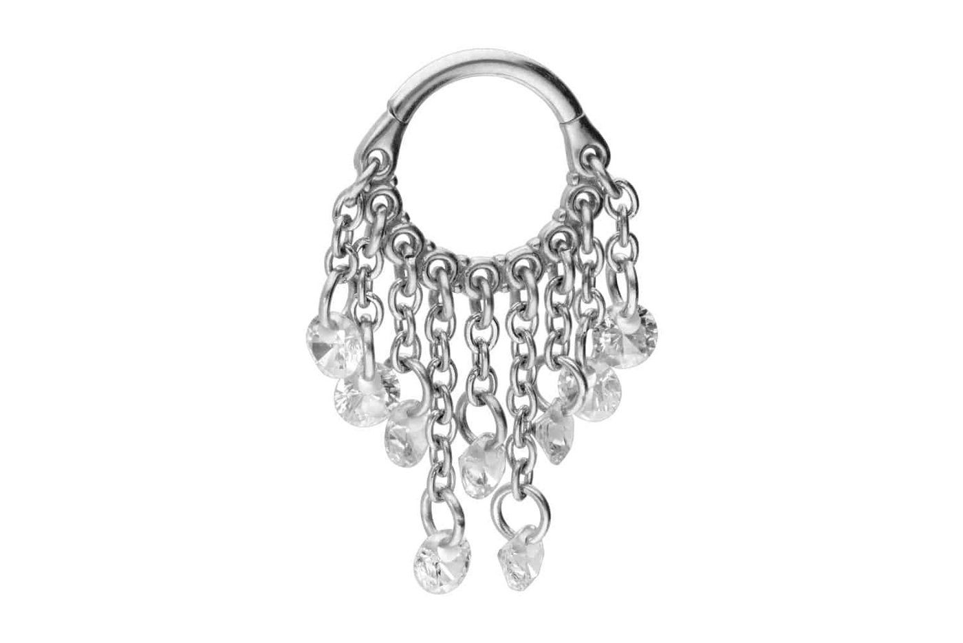 PIERCINGLINE Piercing-Set Chirurgenstahl Segmentring Clicker KETTENVORHANG + KRISTALLE (Clicker / 1 Stk) von PIERCINGLINE