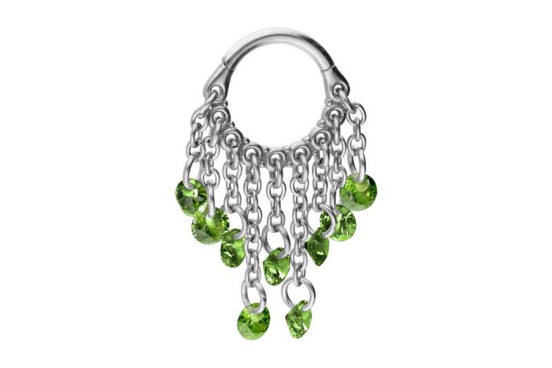 PIERCINGLINE Piercing-Set Chirurgenstahl Segmentring Clicker KETTENVORHANG + KRISTALLE (Clicker / 1 Stk) von PIERCINGLINE