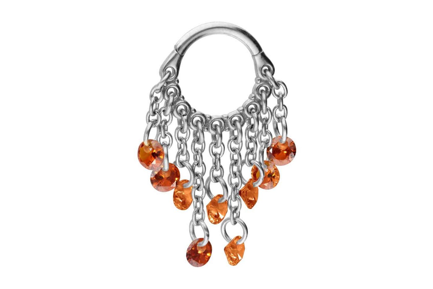 PIERCINGLINE Piercing-Set Chirurgenstahl Segmentring Clicker KETTENVORHANG + KRISTALLE (Clicker / 1 Stk) von PIERCINGLINE