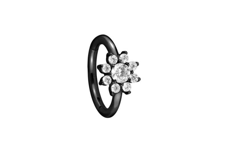 PIERCINGLINE Piercing-Set Chirurgenstahl Segmentring Clicker KRISTALLBLUME (Clicker / 1 Stk) von PIERCINGLINE