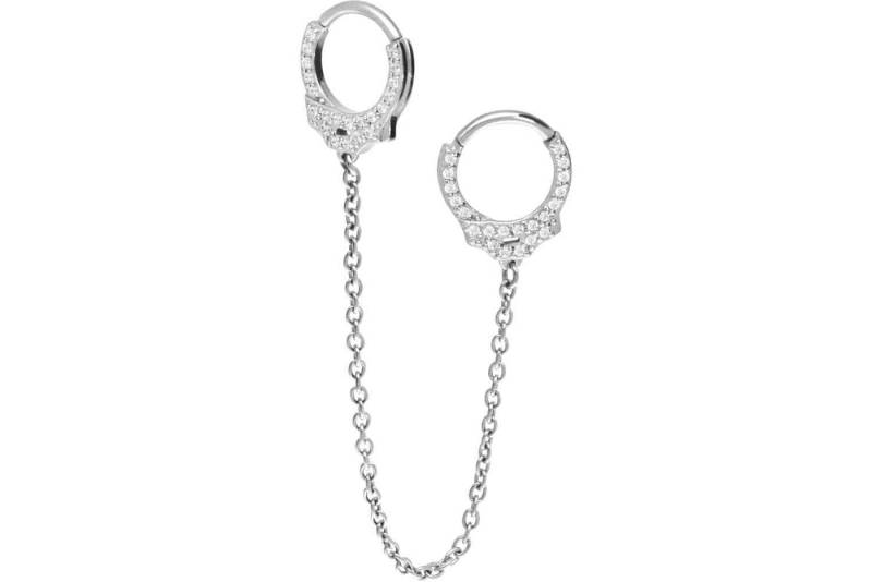 PIERCINGLINE Piercing-Set Chirurgenstahl Segmentring Clicker KRISTALLHANDSCHELLEN (Clicker / 1 Stk) von PIERCINGLINE