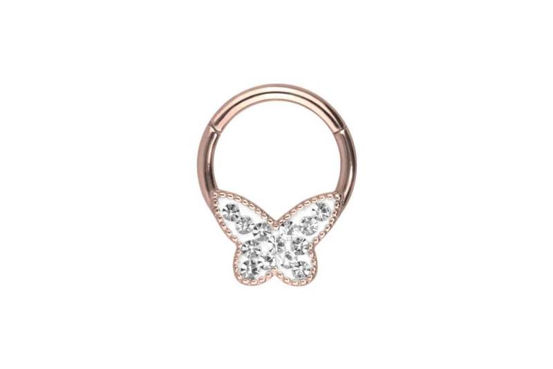 PIERCINGLINE Piercing-Set Chirurgenstahl Segmentring Clicker KRISTALLSCHMETTERLING (Clicker / 1 Stk) von PIERCINGLINE