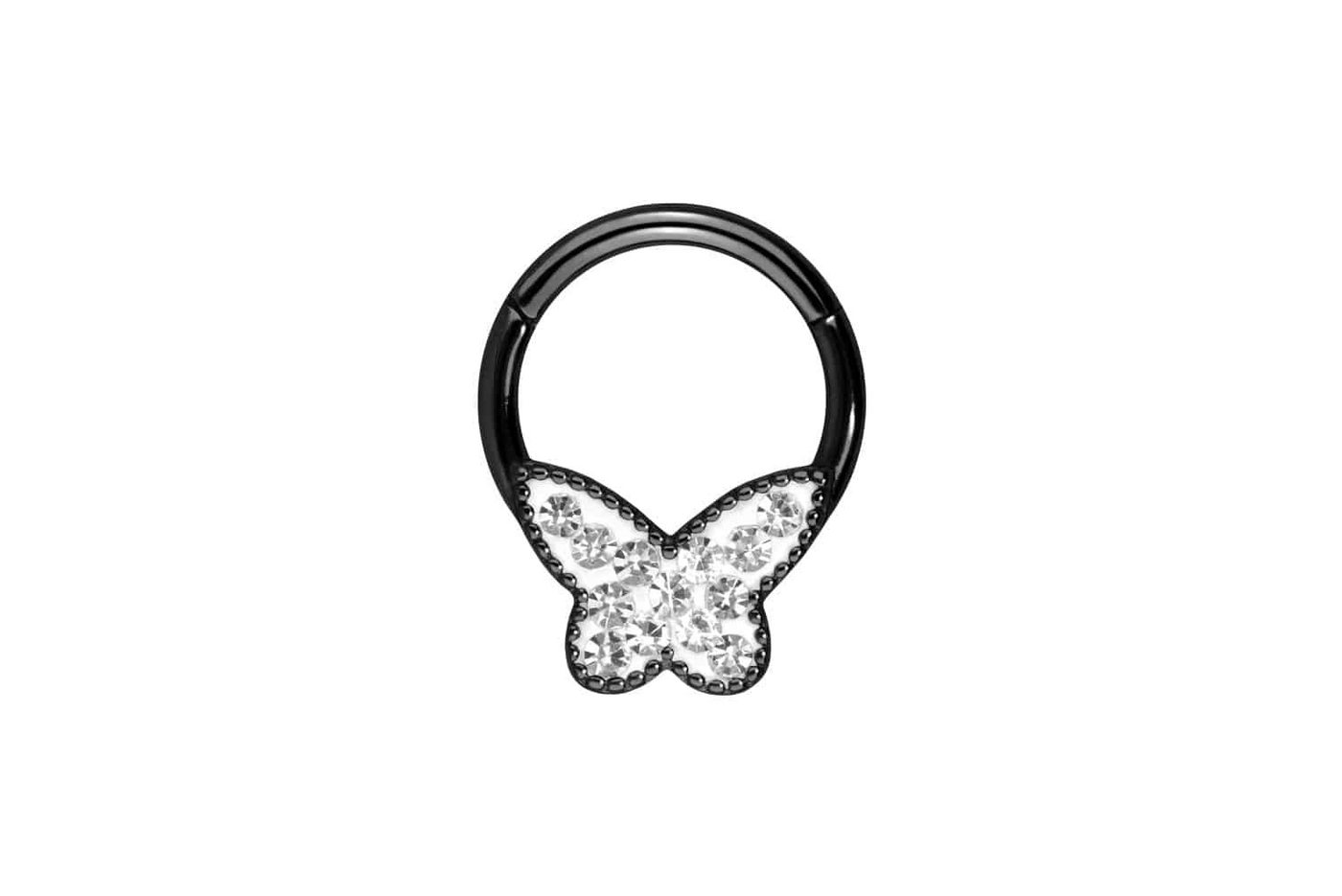 PIERCINGLINE Piercing-Set Chirurgenstahl Segmentring Clicker KRISTALLSCHMETTERLING (Clicker / 1 Stk) von PIERCINGLINE