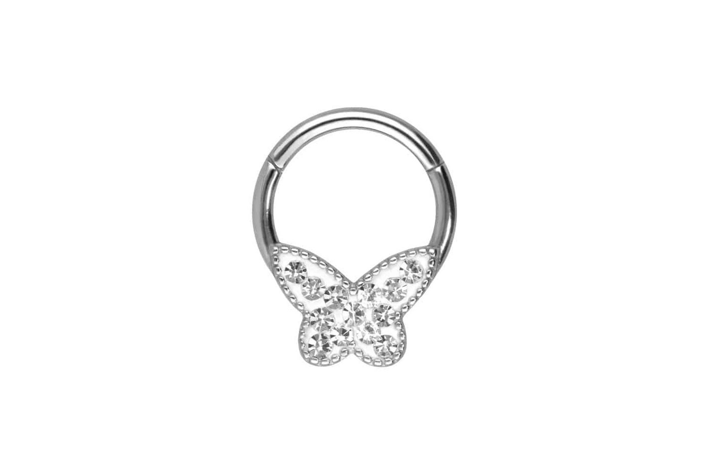 PIERCINGLINE Piercing-Set Chirurgenstahl Segmentring Clicker KRISTALLSCHMETTERLING (Clicker / 1 Stk) von PIERCINGLINE