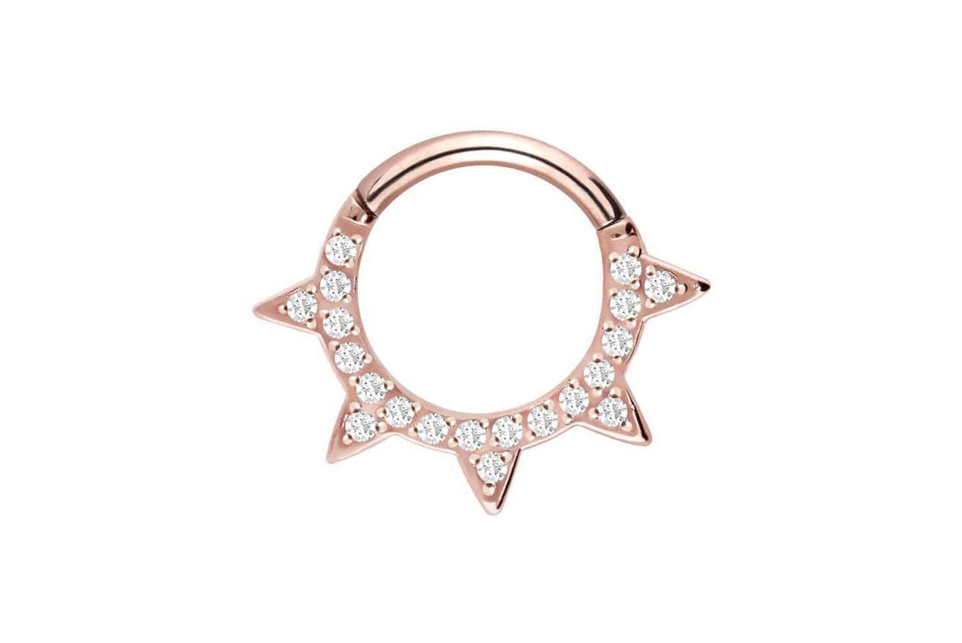 PIERCINGLINE Piercing-Set Chirurgenstahl Segmentring Clicker KRISTALLSPITZEN (Clicker / 1 Stk) von PIERCINGLINE