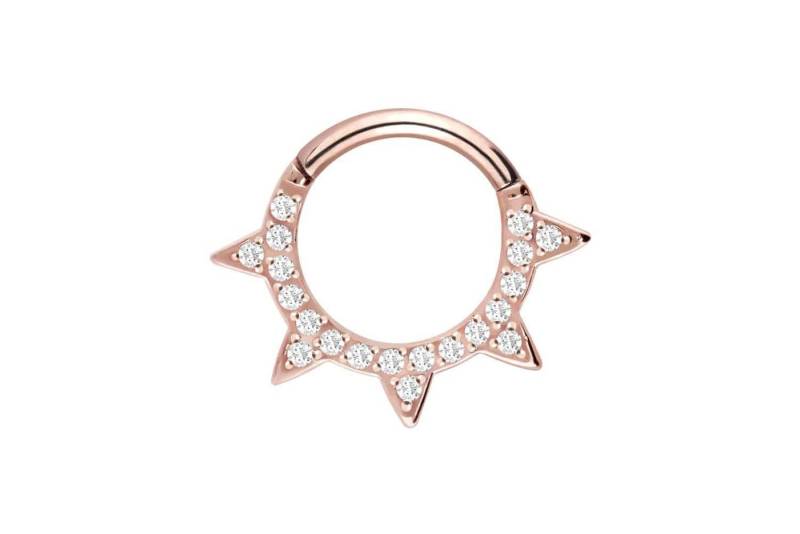 PIERCINGLINE Piercing-Set Chirurgenstahl Segmentring Clicker KRISTALLSPITZEN (Clicker / 1 Stk) von PIERCINGLINE