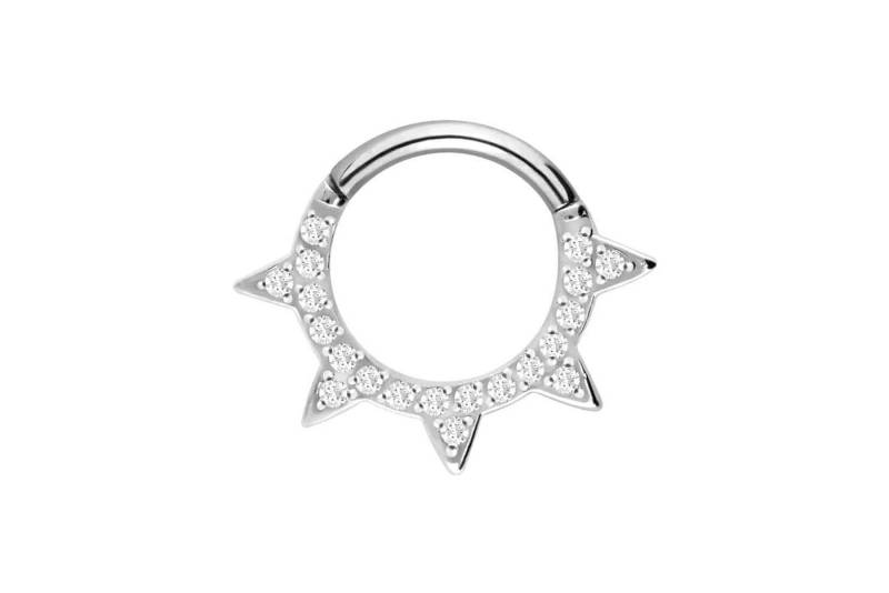 PIERCINGLINE Piercing-Set Chirurgenstahl Segmentring Clicker KRISTALLSPITZEN (Clicker / 1 Stk) von PIERCINGLINE
