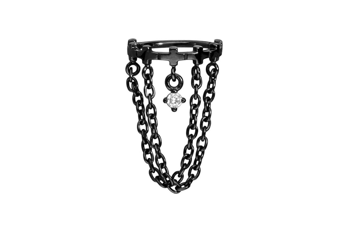 PIERCINGLINE Piercing-Set Chirurgenstahl Segmentring Clicker KRONE + KETTEN (Clicker / 1 Stk) von PIERCINGLINE