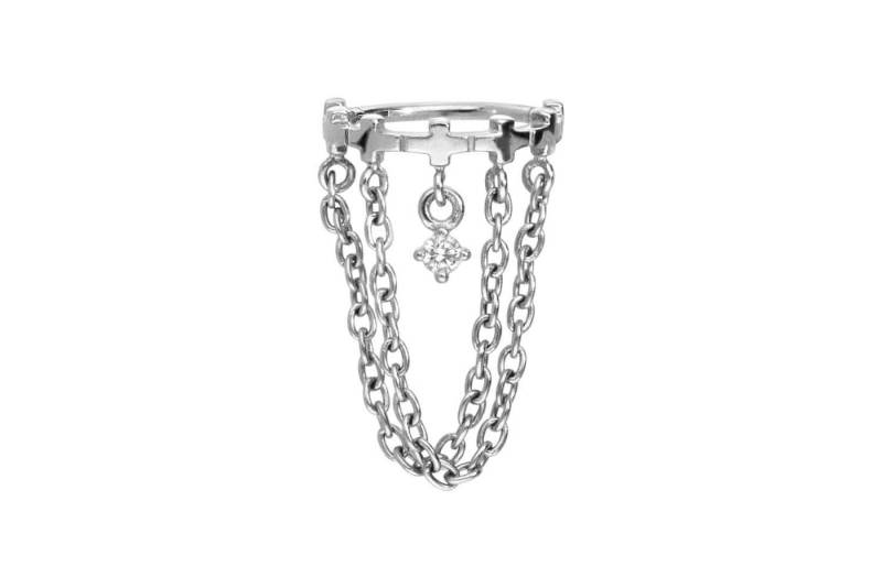 PIERCINGLINE Piercing-Set Chirurgenstahl Segmentring Clicker KRONE + KETTEN (Clicker / 1 Stk) von PIERCINGLINE
