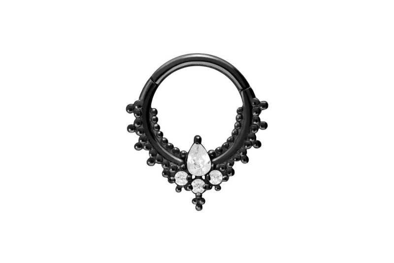 PIERCINGLINE Piercing-Set Chirurgenstahl Segmentring Clicker ORIENTALISCHES DESIGN + 4 KRISTALLE (Clicker / 1 Stk) von PIERCINGLINE