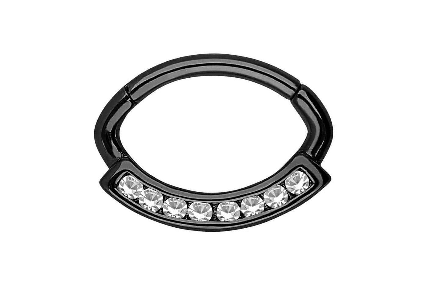 PIERCINGLINE Piercing-Set Chirurgenstahl Segmentring Clicker OVAL + 8 KRISTALLE (Clicker / 1 Stk) von PIERCINGLINE