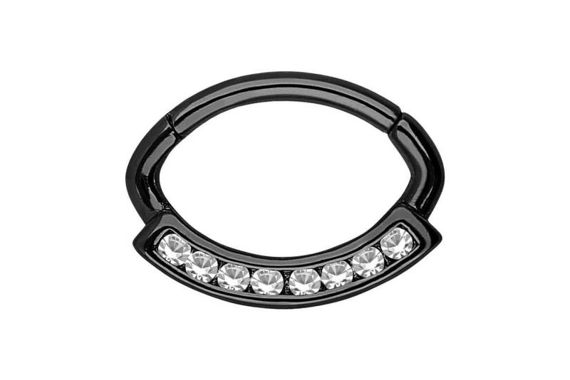 PIERCINGLINE Piercing-Set Chirurgenstahl Segmentring Clicker OVAL + 8 KRISTALLE (Clicker / 1 Stk) von PIERCINGLINE