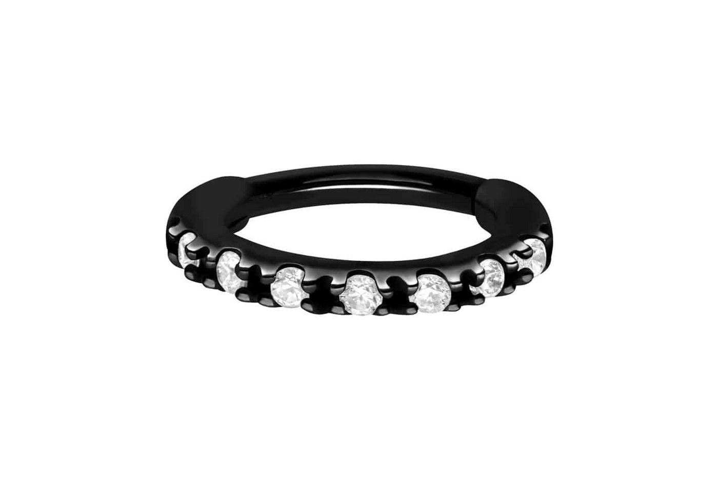 PIERCINGLINE Piercing-Set Chirurgenstahl Segmentring Clicker OVAL + EINGEFASSTE KRISTALLE (Clicker / 1 Stk) von PIERCINGLINE