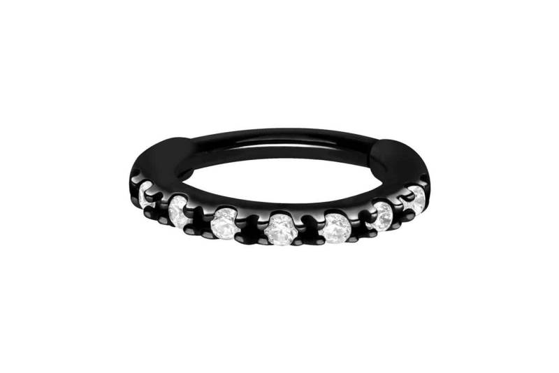 PIERCINGLINE Piercing-Set Chirurgenstahl Segmentring Clicker OVAL + EINGEFASSTE KRISTALLE (Clicker / 1 Stk) von PIERCINGLINE