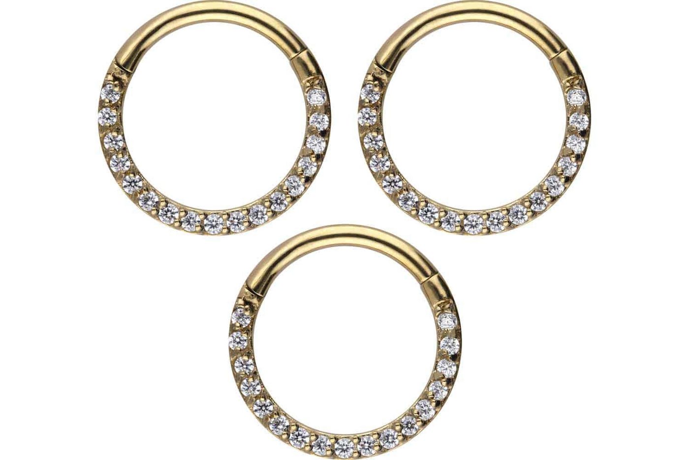 PIERCINGLINE Nasenpiercing SET Chirurgenstahl Segmentring Clicker EINGEFASSTE KRISTALLE (Clicker, 3er SET), Ohrpiercing für Conch, Helix, Tragus, Daith, Lobe von PIERCINGLINE