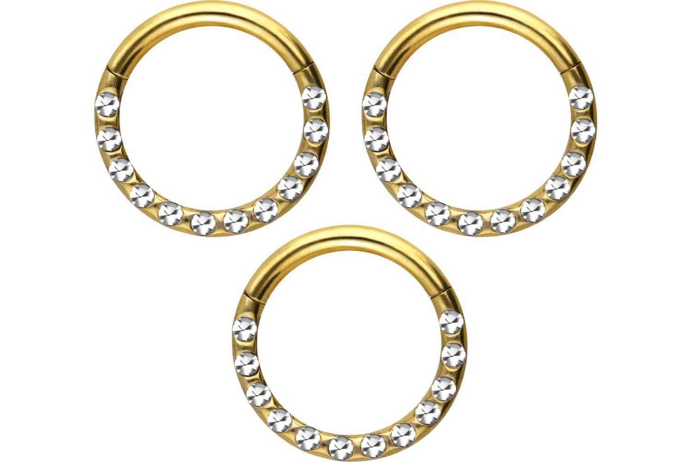 PIERCINGLINE Nasenpiercing SET Chirurgenstahl Segmentring Clicker KRISTALLE + EPOXY Ohrpiercing (Clicker, 3er SET), Ohrpiercing für Conch, Helix, Tragus, Daith, Lobe von PIERCINGLINE