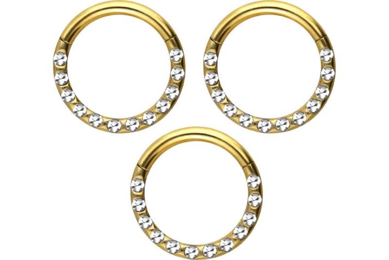 PIERCINGLINE Nasenpiercing SET Chirurgenstahl Segmentring Clicker KRISTALLE + EPOXY Ohrpiercing (Clicker, 3er SET), Ohrpiercing für Conch, Helix, Tragus, Daith, Lobe von PIERCINGLINE