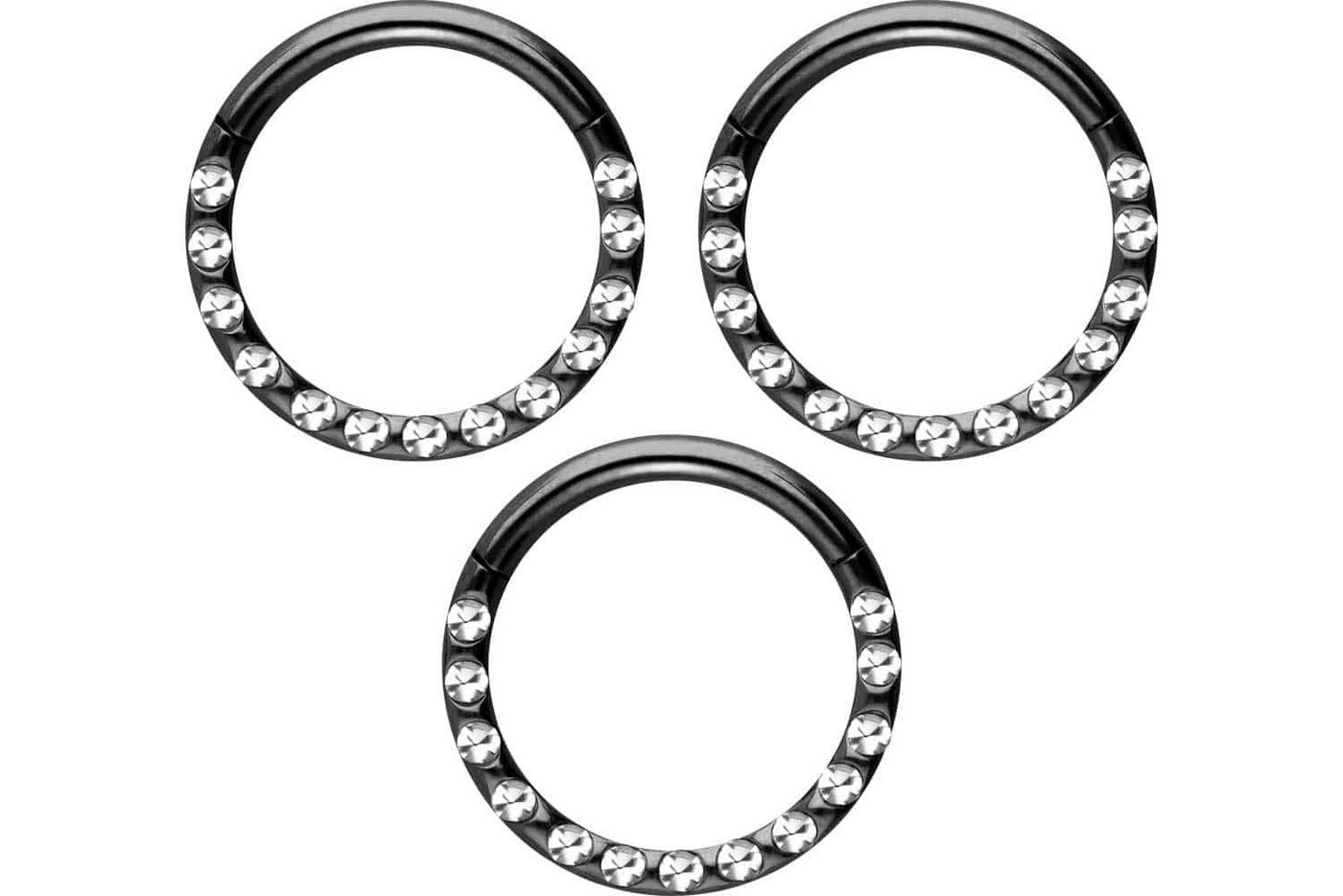 PIERCINGLINE Piercing-Set SET Chirurgenstahl Segmentring Clicker KRISTALLE + EPOXY (Clicker, 3er SET) von PIERCINGLINE