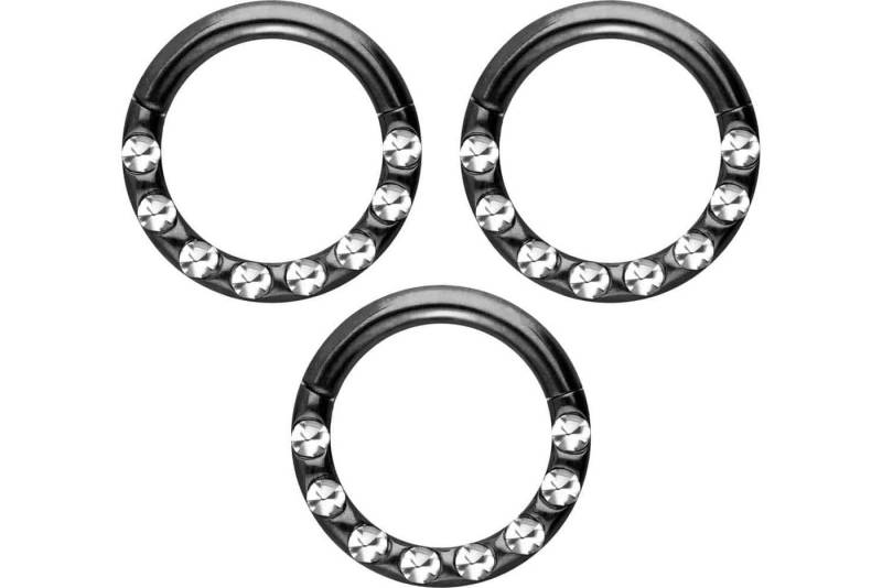 PIERCINGLINE Piercing-Set SET Chirurgenstahl Segmentring Clicker KRISTALLE + EPOXY (Clicker, 3er SET) von PIERCINGLINE