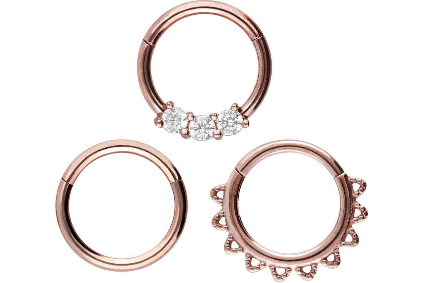 PIERCINGLINE Piercing-Set SET Chirurgenstahl Segmentring Clicker MIX (Clicker) von PIERCINGLINE